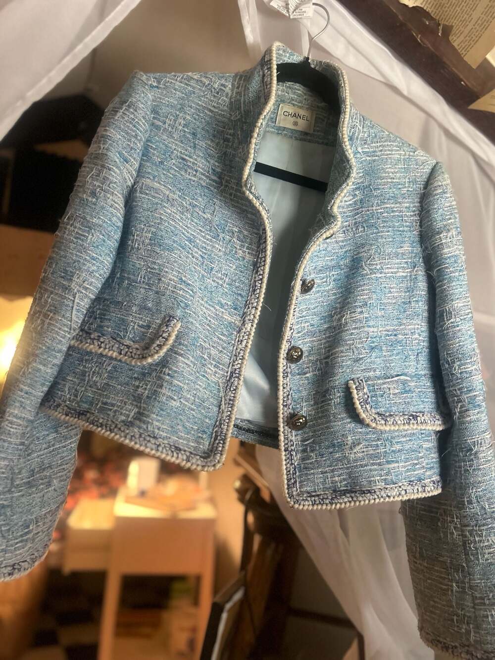 Chanel Blue Tweed Blazer and Skirt Set Size 40 - Picture 5 of 14